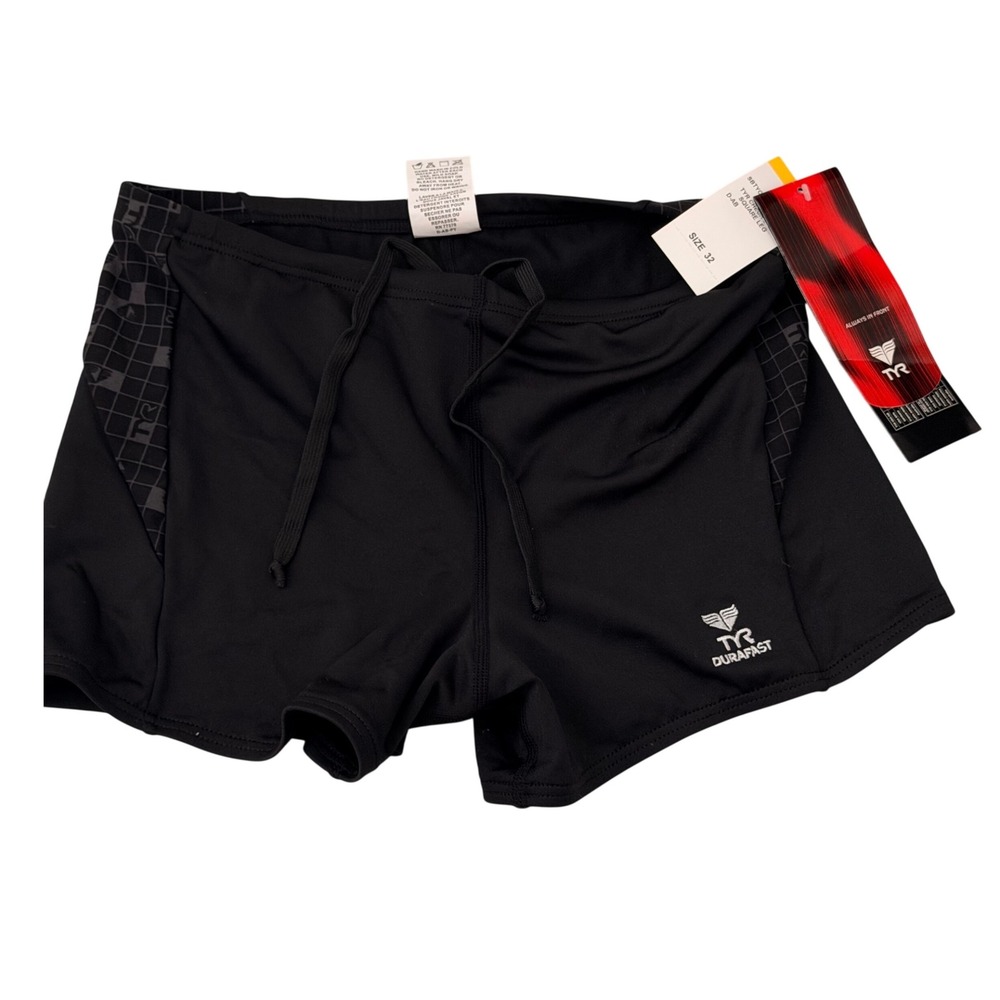 255.New TYR Durafast Black Swim Shorts Women S 32 Small  Triathlon CrossFit Lift
